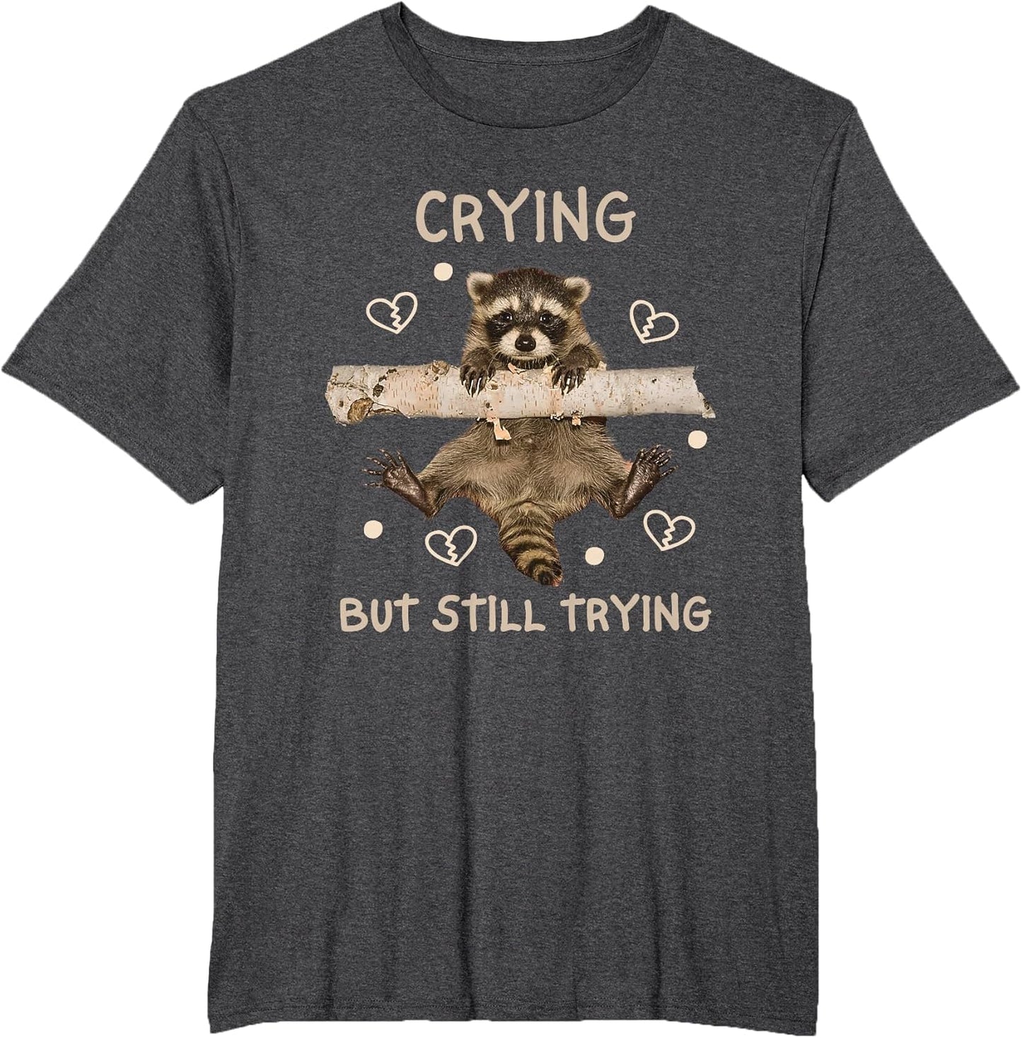 Raccoon Funny Crying But Still Trying Meme Mental Health