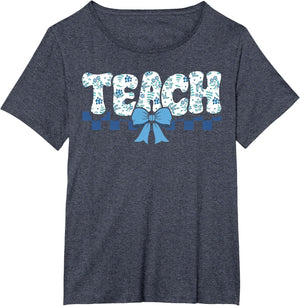 Teach Teacher Coquette Toile Blue Bow Floral Back to School