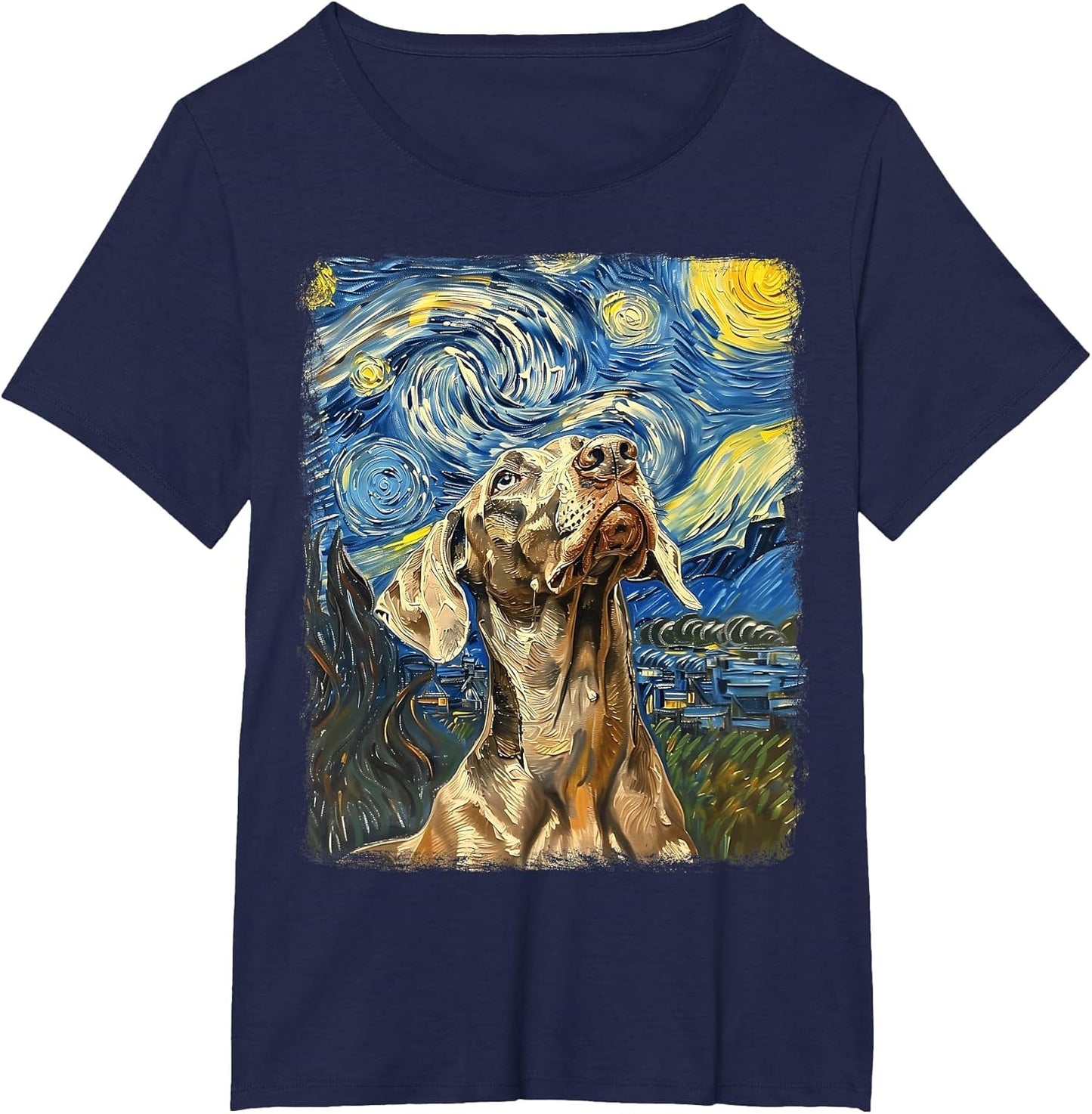 Weimaraner Dog Starry Night Painting