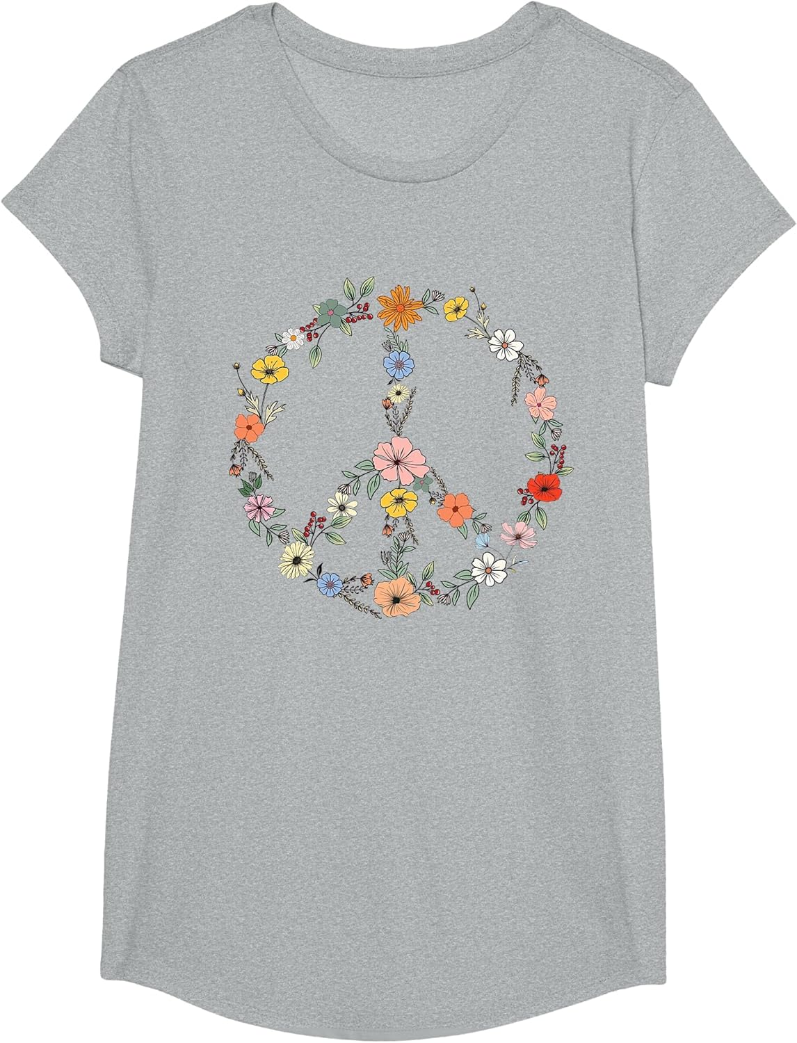 Retro Floral Peace Sign Boho Women Teens Girls Trendy Hippie