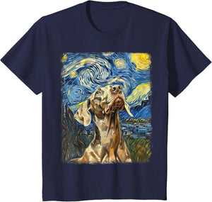 Weimaraner Dog Starry Night Painting