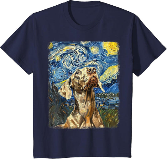 Weimaraner Dog Starry Night Painting