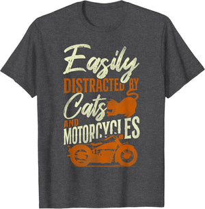 Classic Motorcycle Biker Cat Easily Distracted By Cats and