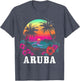 Aruba Vintage Souvenir Hibiscus Flowers Surfer Beach