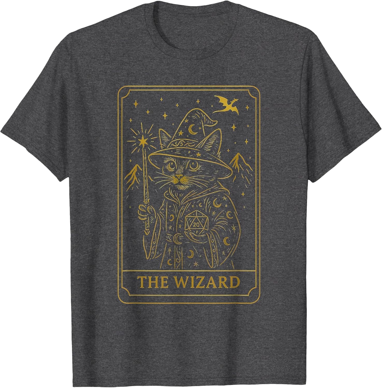 RPG Gamer Wizard D20 Dice Nerdy Geek Cat Men Women Kids