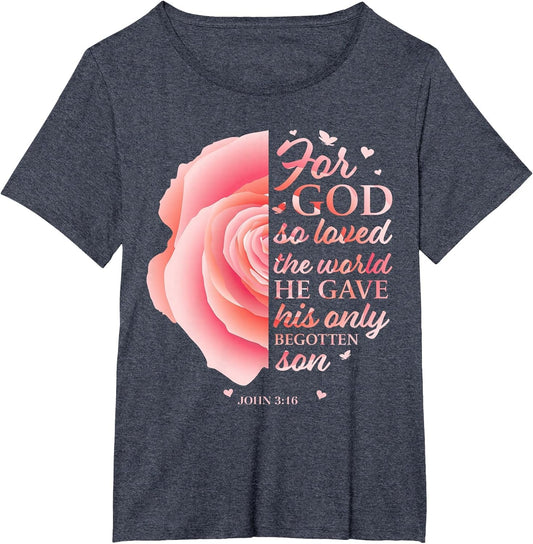 John 3:16 Pink Flower Christian Sayings Women Gifts Mom Her