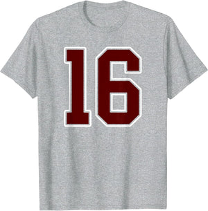 Maroon and White Number 16 Jersey Player Uniform #16 Fan