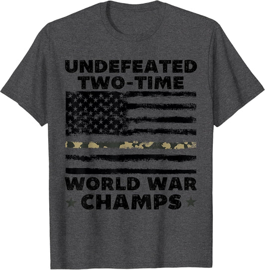 Undefeated World War Champs 4th of July American Army Flag