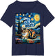 Cat Starry Night Graphic Art Cat Lover Van Gogh Painting Cat