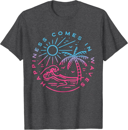 Happiness Comes in Waves Funny Graphic Men
