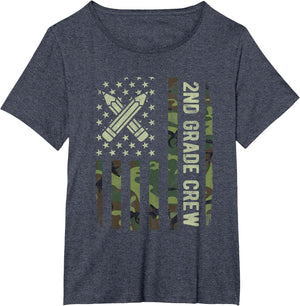 2nd Grade Crew Camo American Flag Back to School Boys