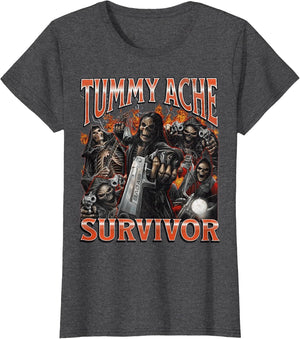 Tummy Ache Survivor Funny Hard Skeleton Meme Bootleg Graphic