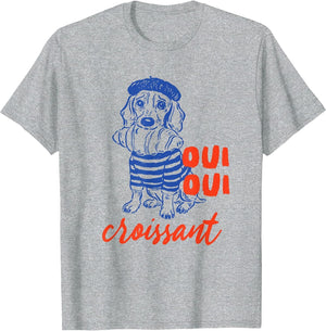 Oui Oui Croissant Dog in Beret Funny French Food Lover Fun