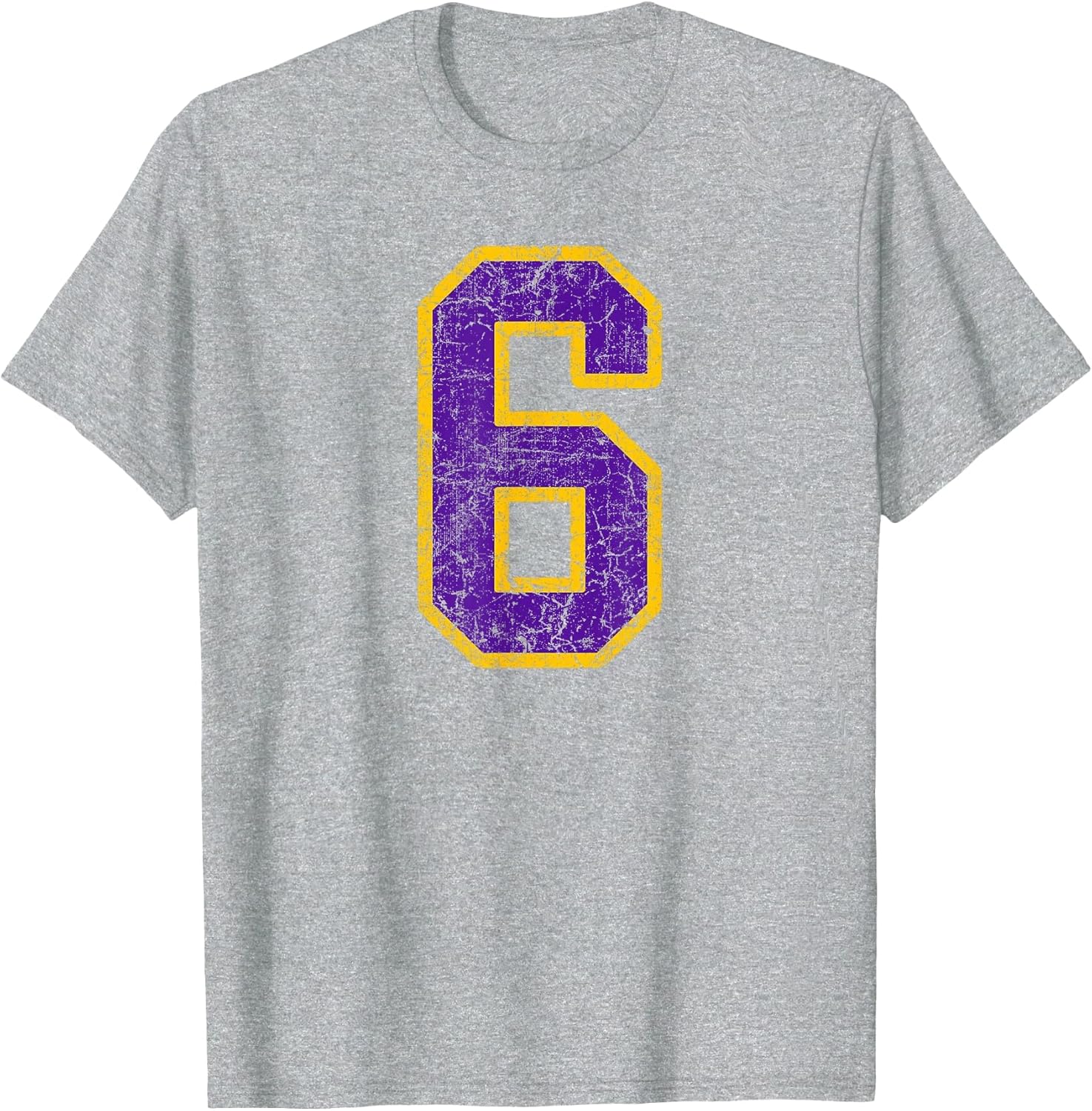 Purple Gold Number 6 Jersey Player Uniform #6 Grunge