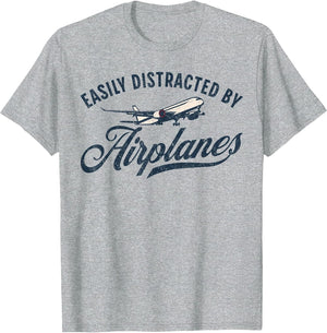 Easily Distracted by Airplanes Plane Lover Vintage Aviation