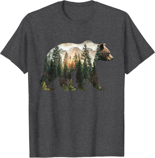 Bear Forest Mountains Trees Nature Sunset Outdoor Graphic