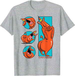 Cow and Chicken Red Guy Poses Collage Cartoon