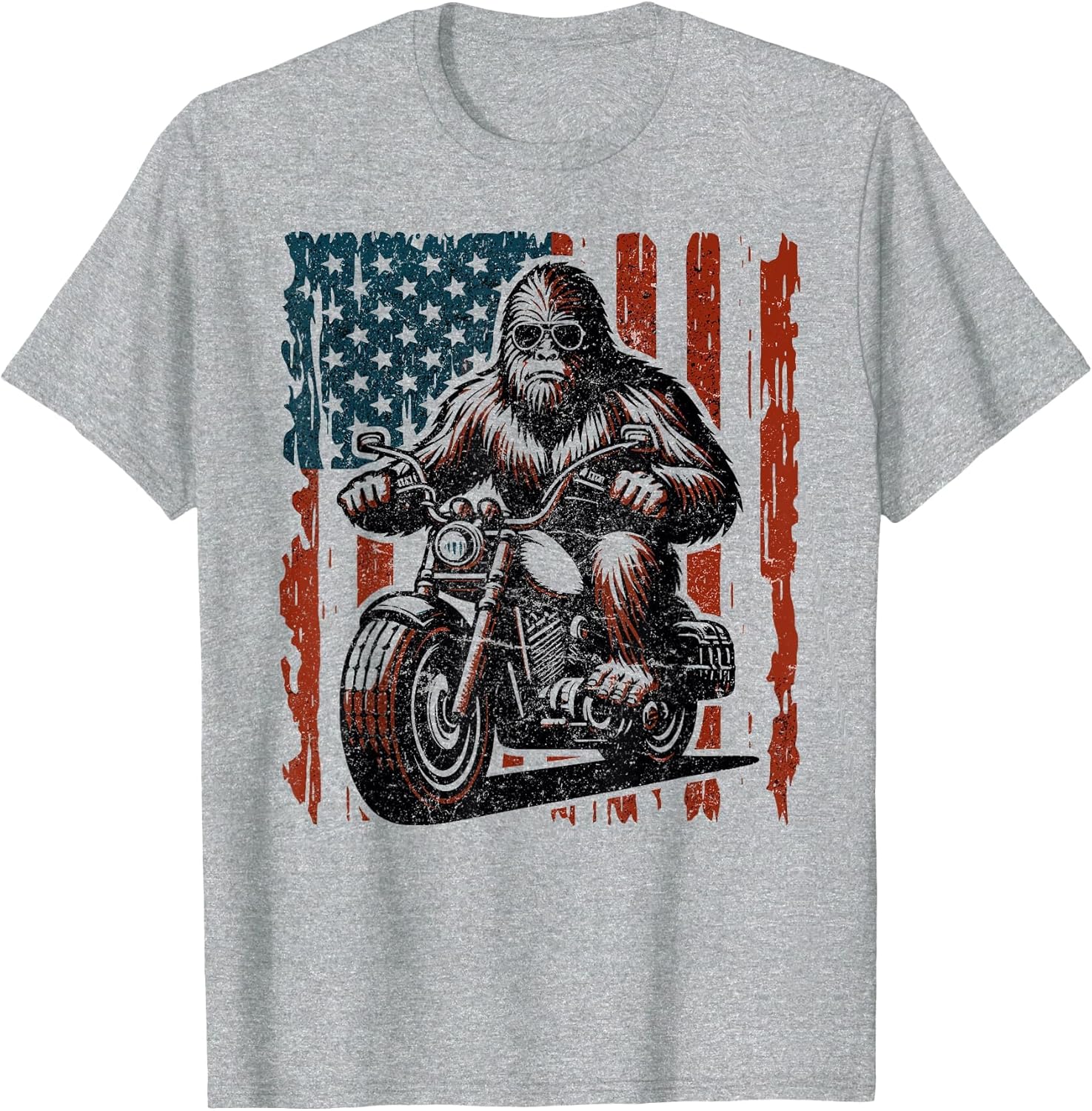 Bigfoot Motorcycle Lovers American Flag Motorcycle Rider