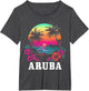 Aruba Vintage Souvenir Hibiscus Flowers Surfer Beach