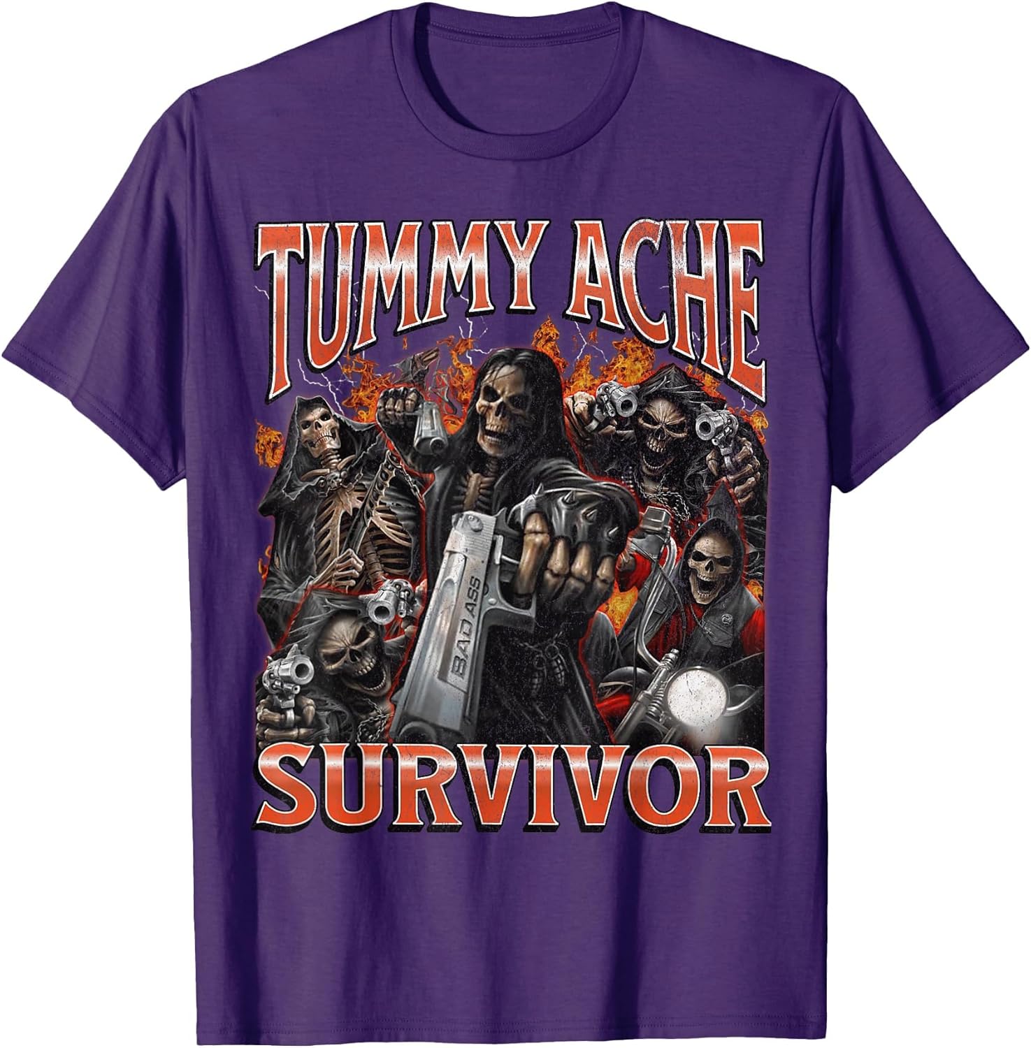 Tummy Ache Survivor Funny Hard Skeleton Meme Bootleg Graphic
