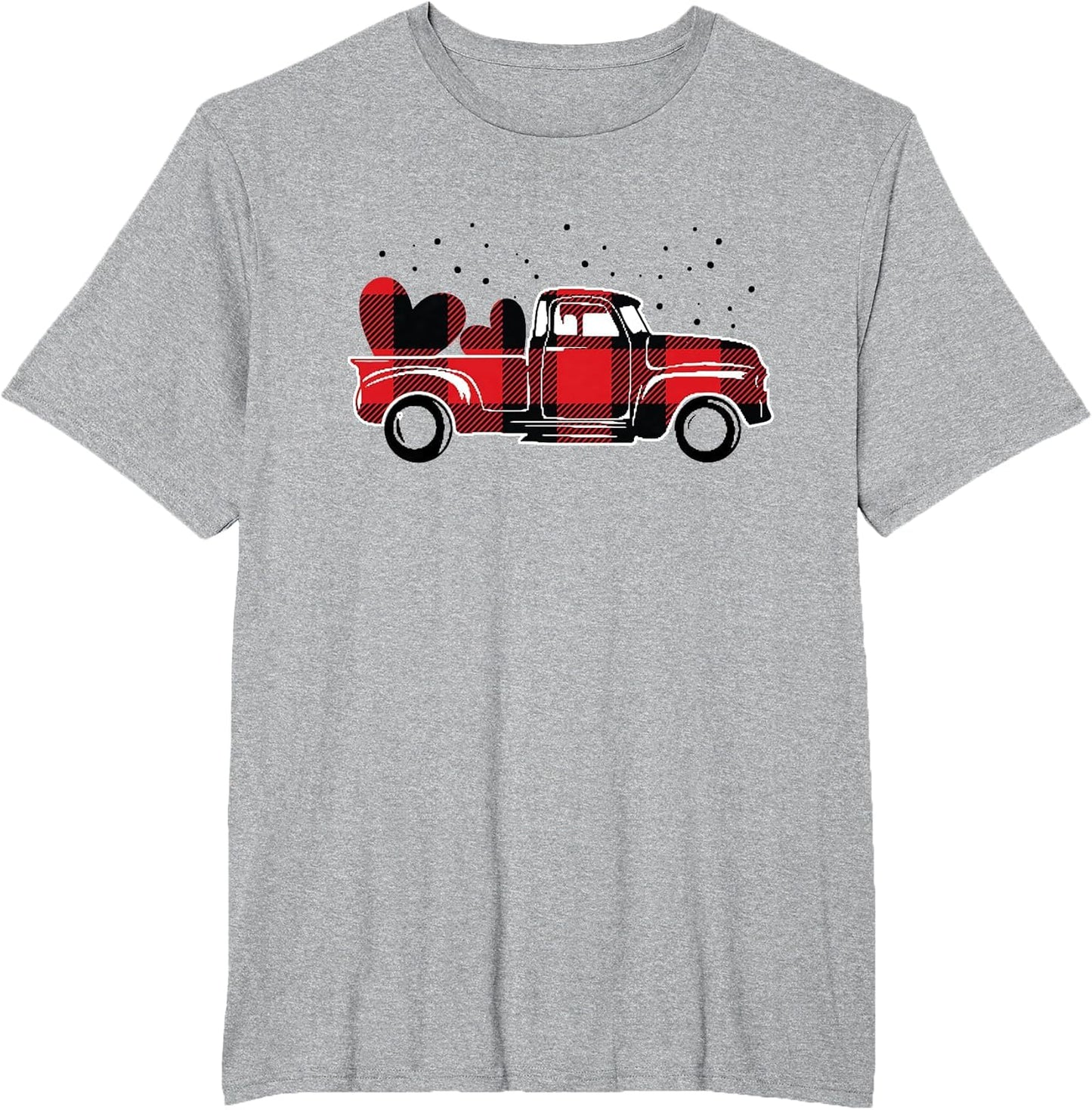 Red Buffalo Plaid Pickup Truck Happy Valentine's Day Heart