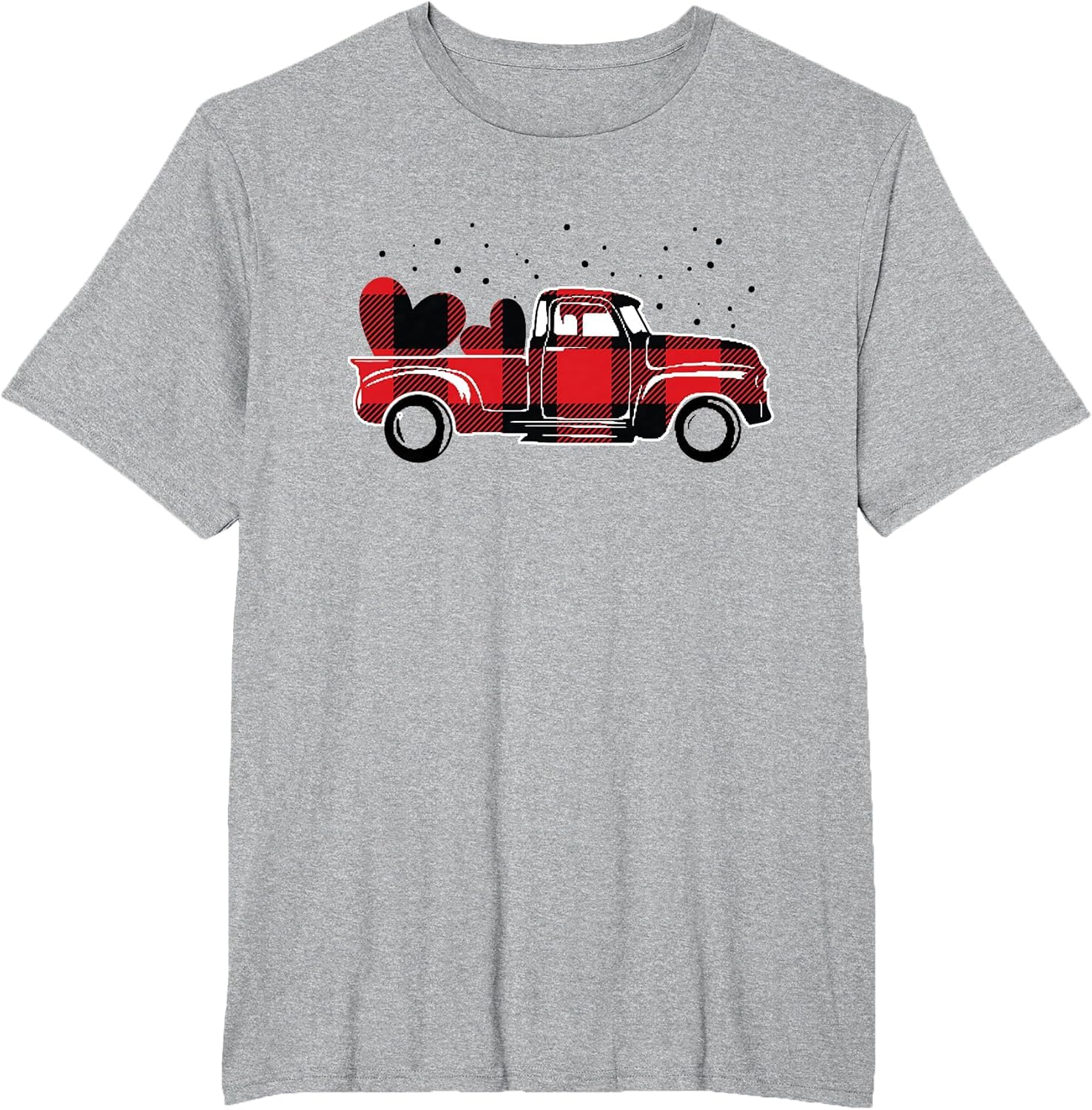 Red Buffalo Plaid Pickup Truck Happy Valentine's Day Heart