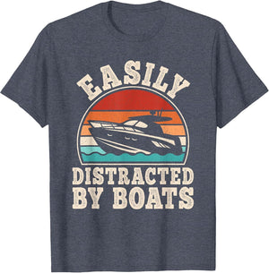 Easily Distracted by Boats Retro Captain Boating Men Women