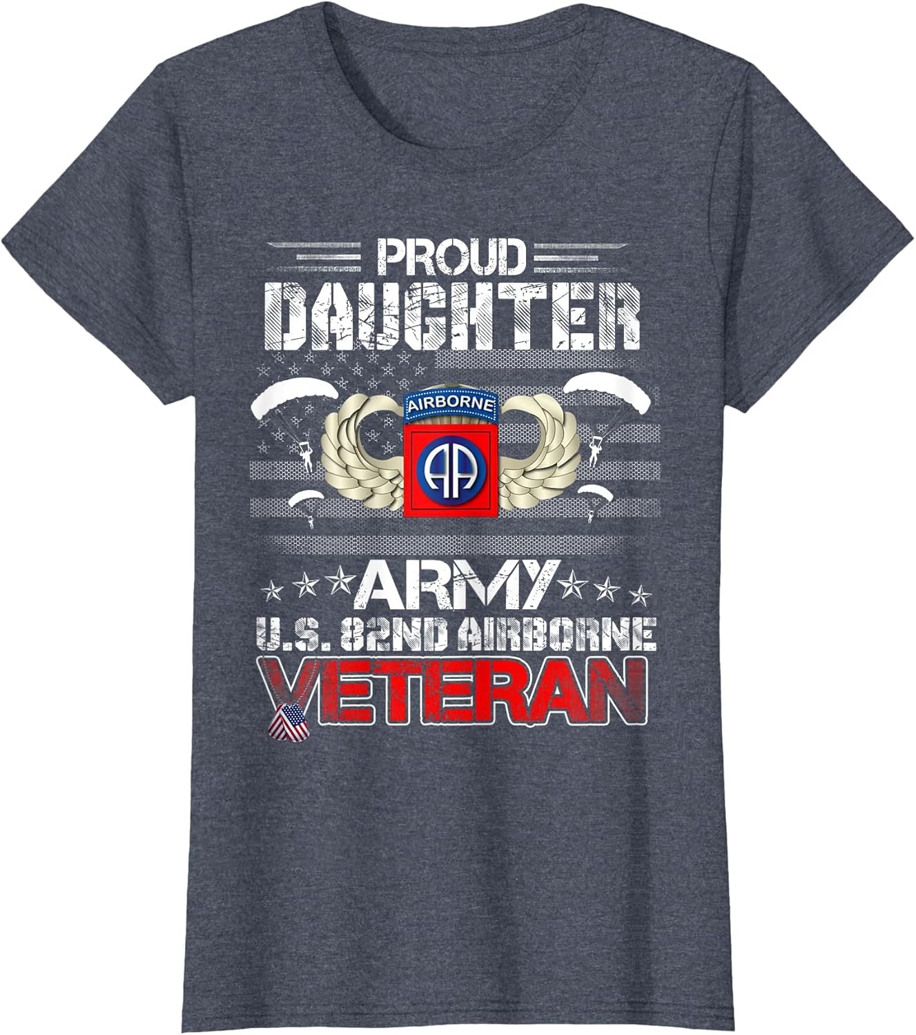 Proud Daughter Army US 82nd Airborne Veteran Flag Patriotic
