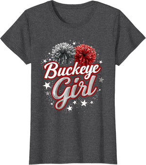 Buckeye Girl Pom-Poms Vintage Sports Ohio Home State