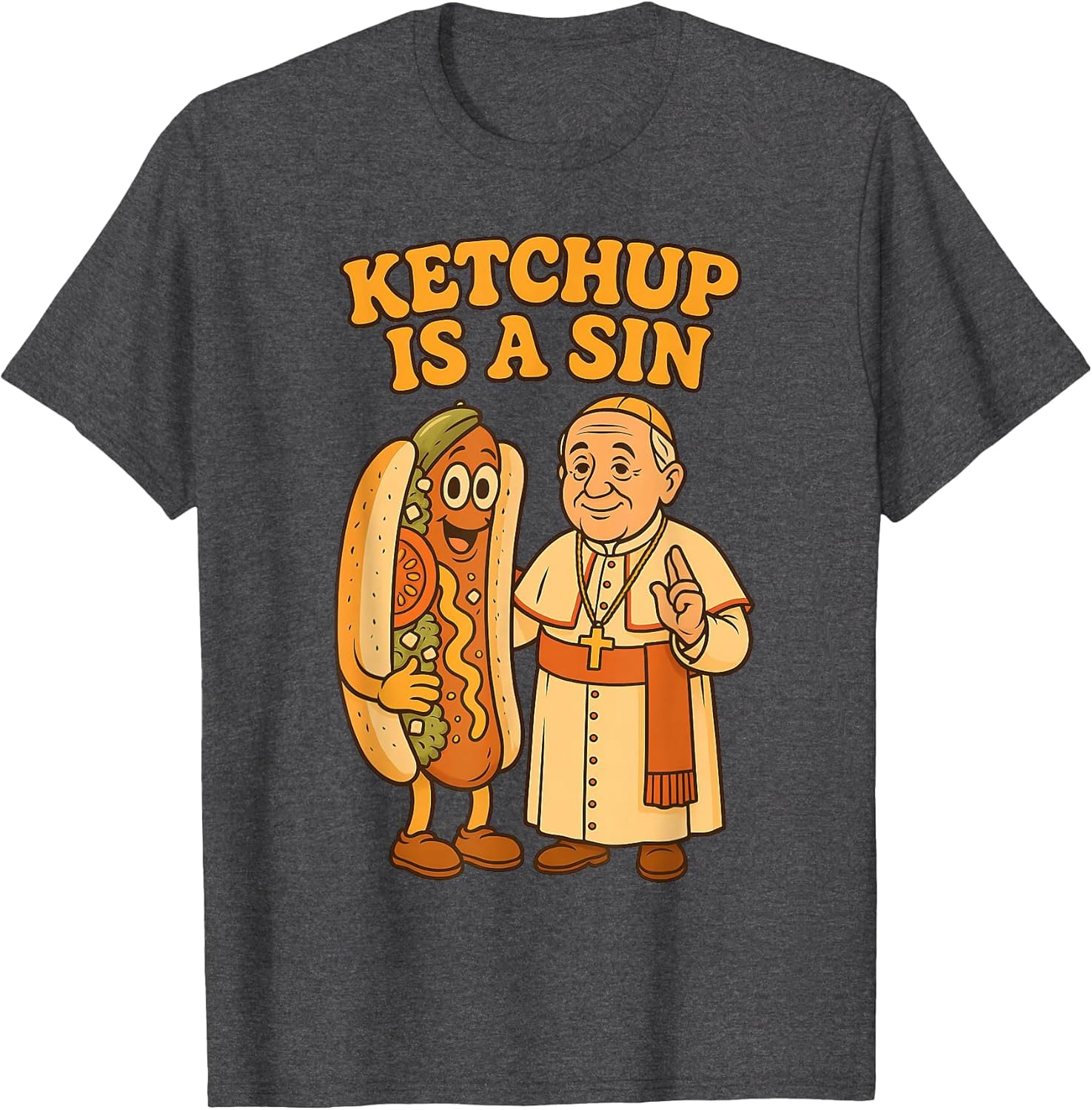 Da Pope Ketchup is a Sin Funny Chicago Hot Dog Design