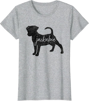 Distressed Silhouette of Jackabee Dog