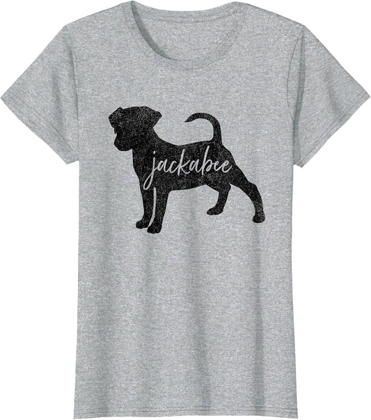 Distressed Silhouette of Jackabee Dog