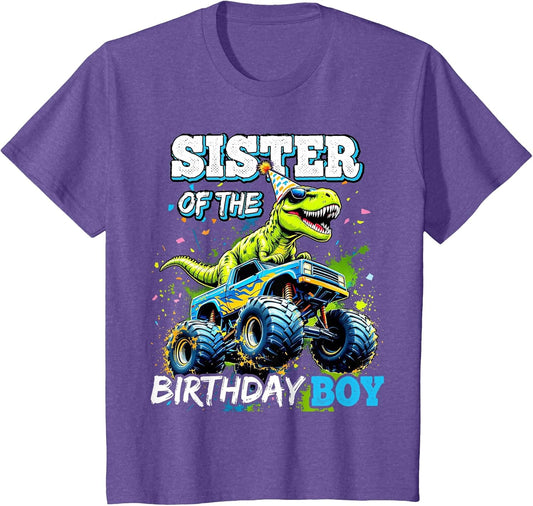 Sister of the Birthday Boy Monster Truck Dinosaur Party