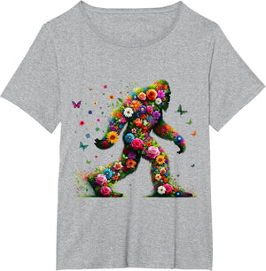 Floral Bigfoot Colorful Flower Power Hippie Sasquatch Art