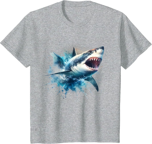 Cool Watercolor Great White Shark Open Jaw