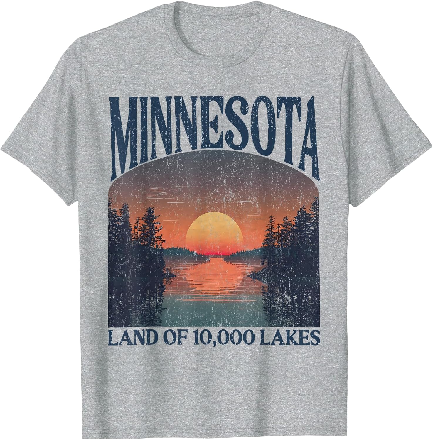 Minnesota Land of 10000 Lakes Sunset Nature Vintage Style