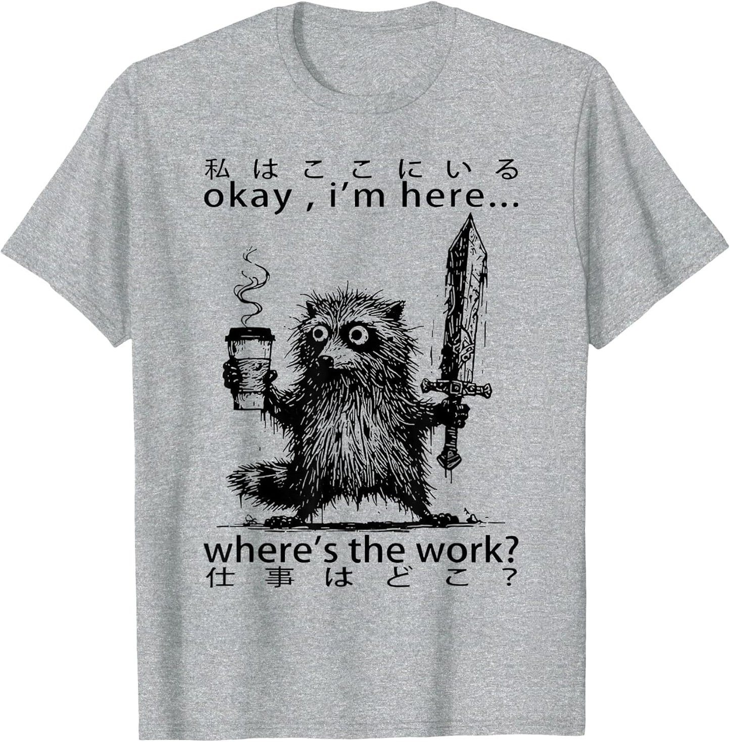 Okay I’m Here Where’s Work Raccoon Coffee Meme