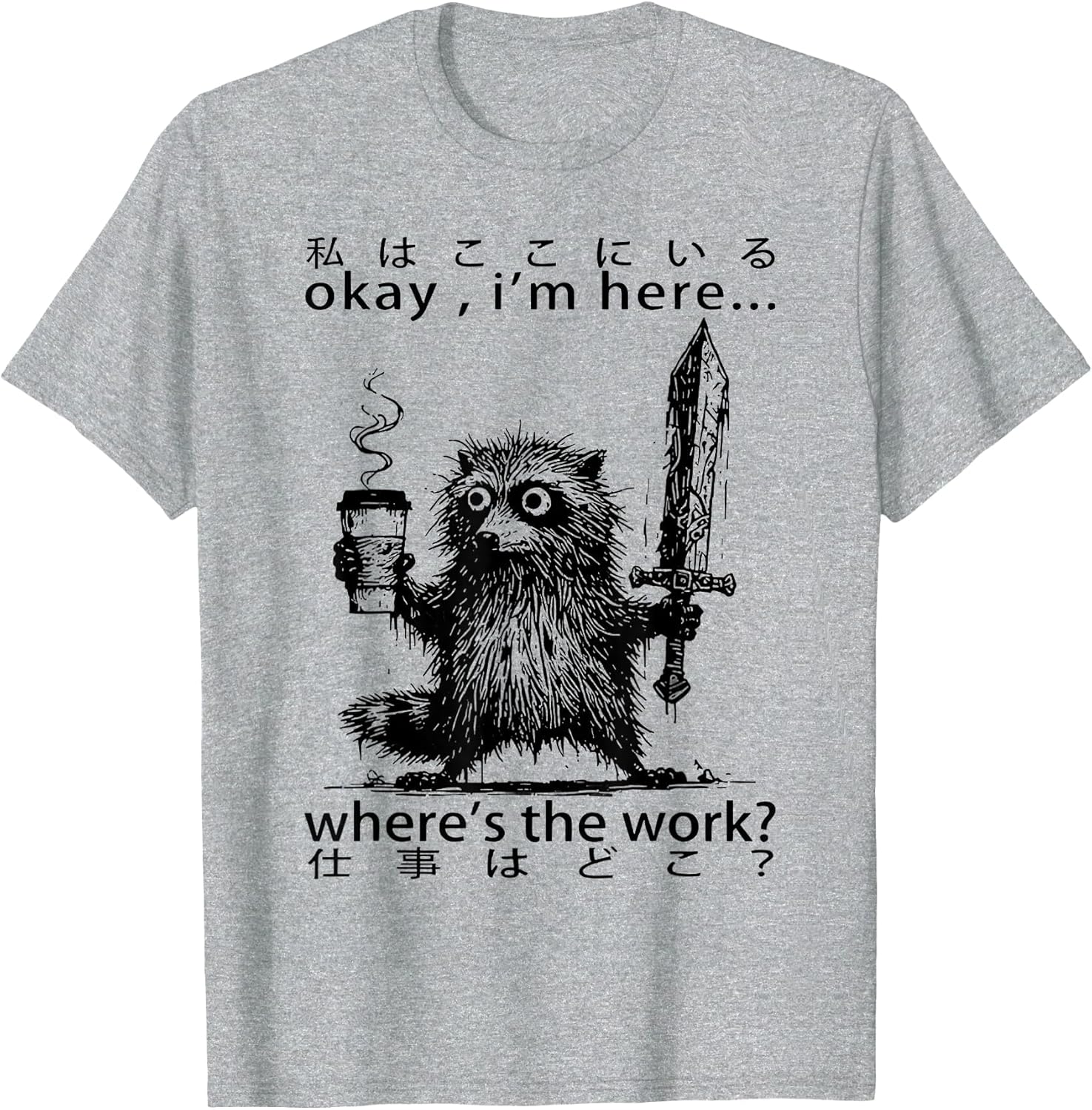 Okay I’m Here Where’s Work Raccoon Coffee Meme