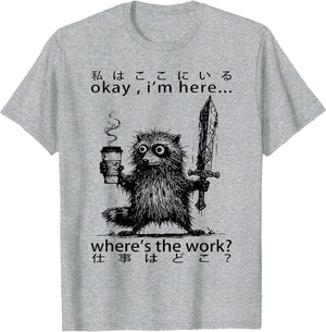Okay I’m Here Where’s Work Raccoon Coffee Meme