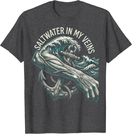 Saltwater In My Veins Ocean Life Men's Design
