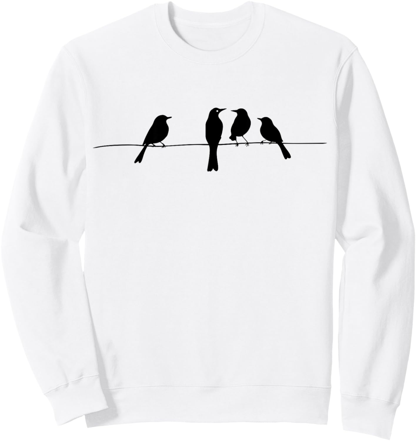 Minimalistic Birds On A Wire Outfit Bird and Animal Lovers Sweatshirt - Sweatshirt | White