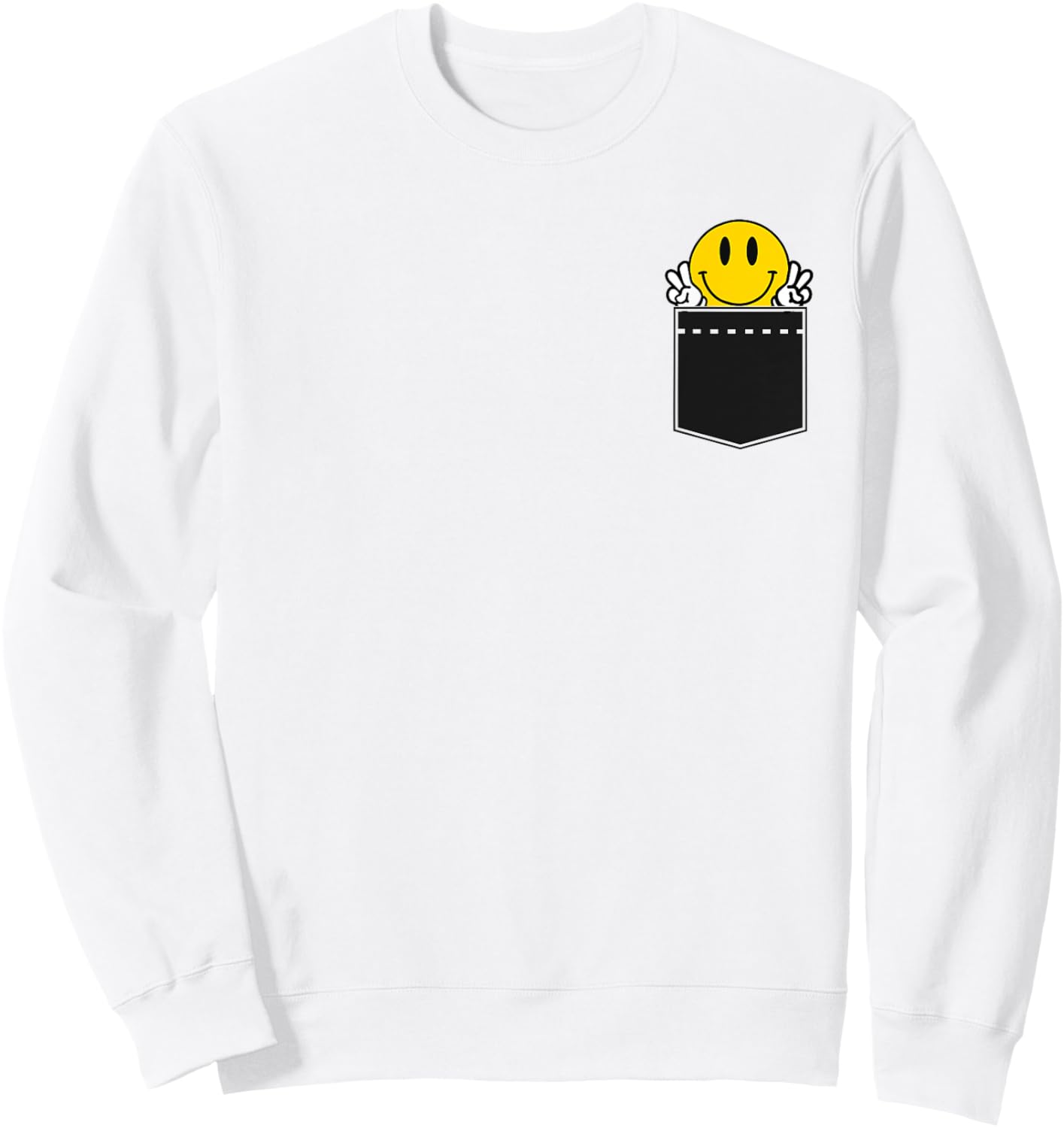 Yellow Smile Face Cute Checkered Peace Smiling Happy Face Sweatshirt - Sweatshirt | White