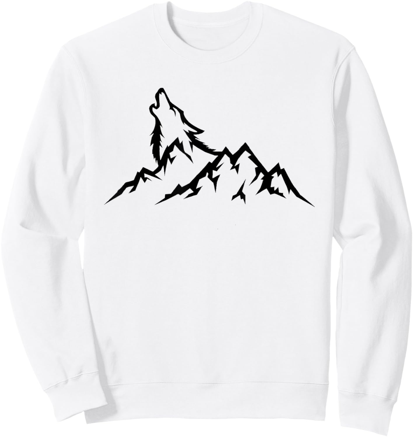 Wolf Mountain - Retro Wildlife Howling Wolf Nature Sweatshirt - Sweatshirt | White