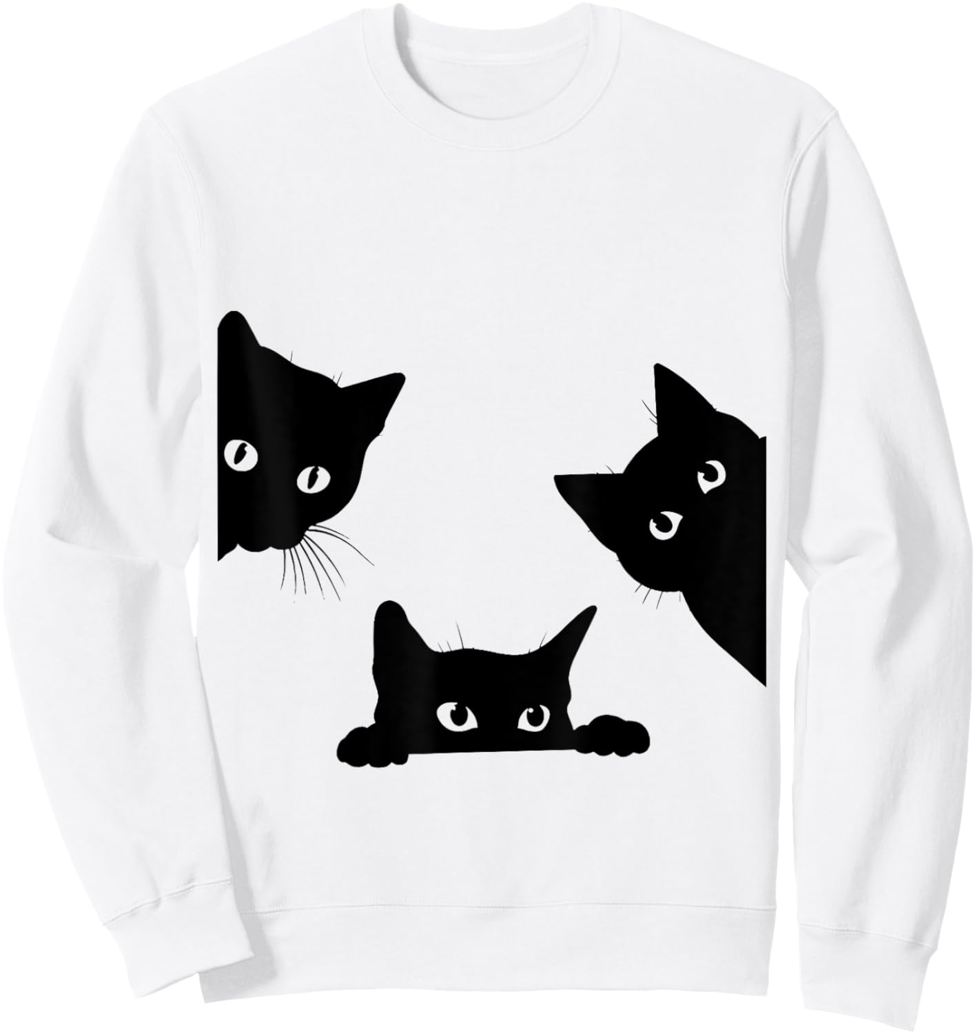 Black Cat Peeking Sweatshirt - Sweatshirt | White