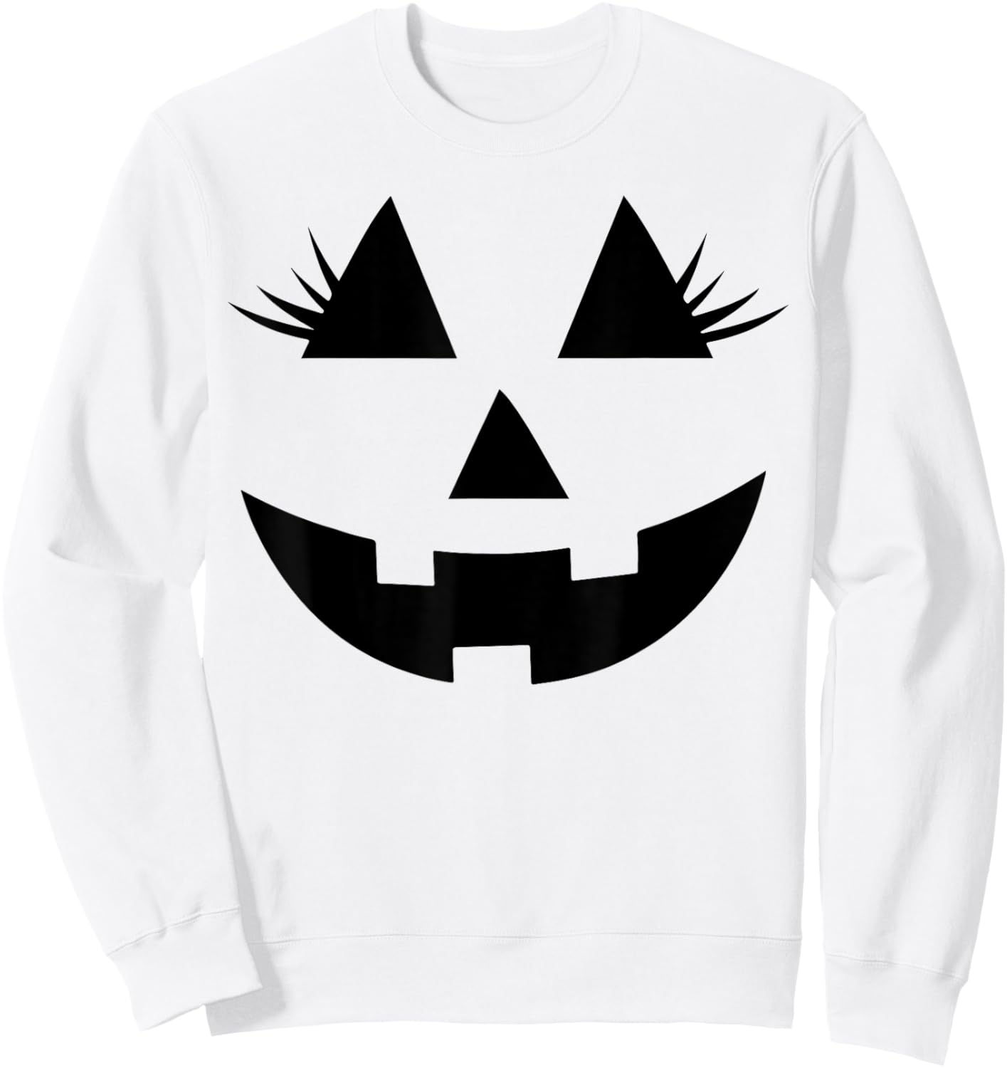 Funny Jack o Lantern pumpkin face eyelashes for Halloween Sweatshirt - Sweatshirt | White