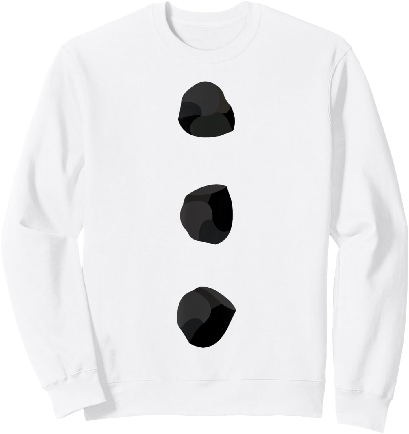 Snowman Costume Shirt Three Black Buttons on White Sweatshirt - Sweatshirt | White