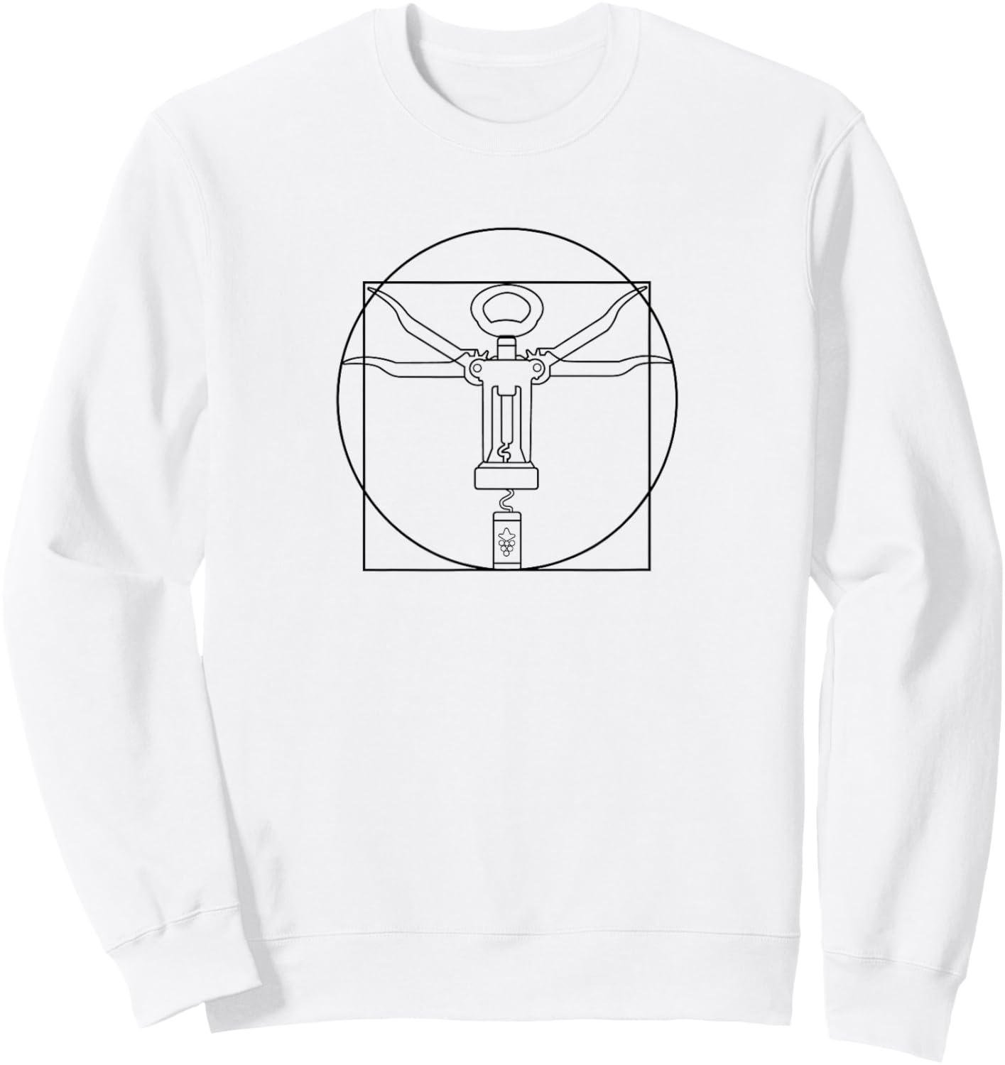 DaVinci's Vitruvian Man Creative, Wine Opener Wing Corkscrew Sweatshirt - Sweatshirt | White