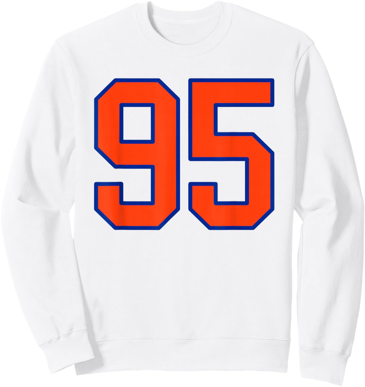 Orange and Blue Sports Number 95 Jersey Uniform Player Sweatshirt - Sweatshirt | White