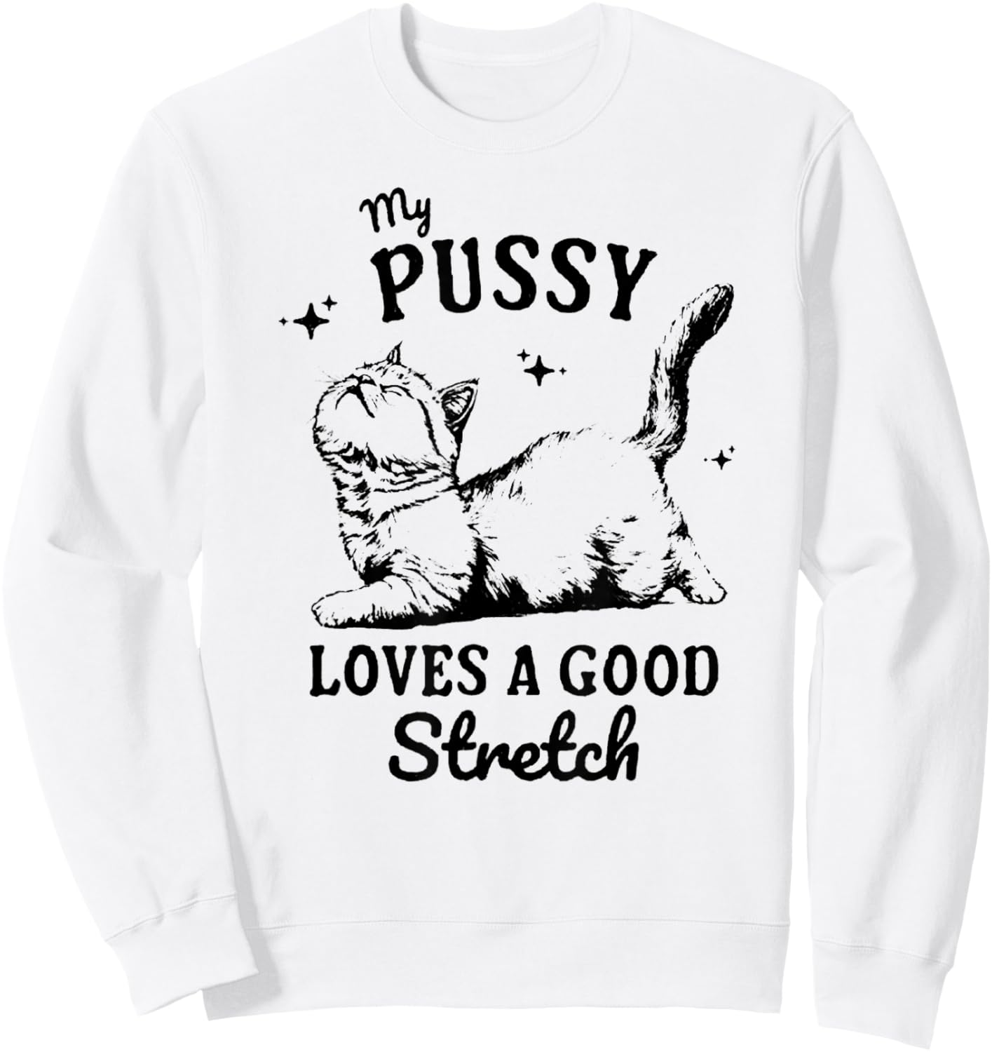 My Pussy Love A Good Stretch, Funny Raunchy Cat, Funny Meme Sweatshirt - Sweatshirt | White