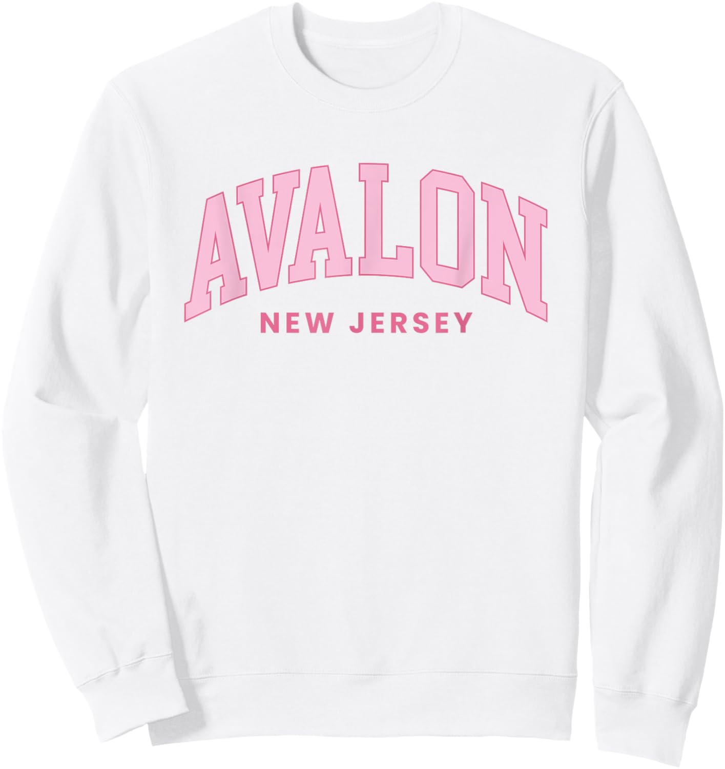 Avalon New Jersey Retro Preppy Throwback Girls Pink Sweatshirt - Sweatshirt | White